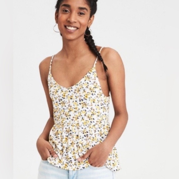American Eagle Outfitters Floral Camisole - White and Yellow Babydoll Fairy Y2K - Picture 4 of 7